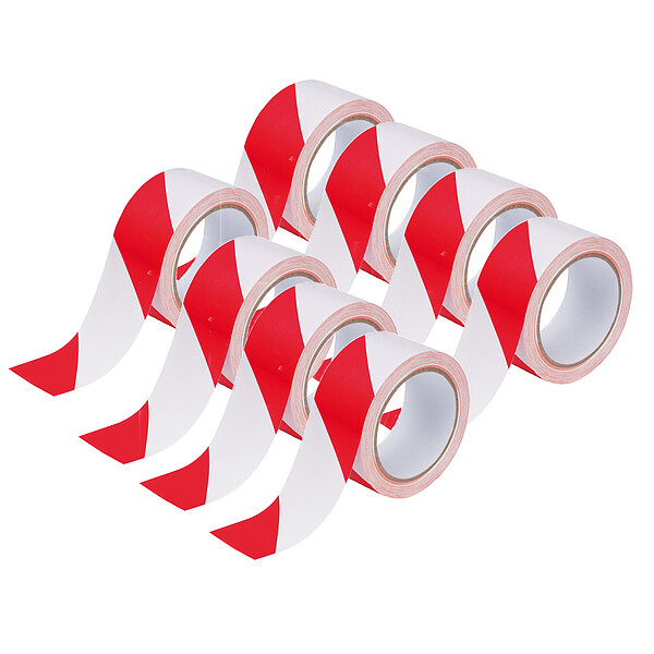 8 Stck Gege Warnklebeband 30m, rot/weiß 