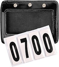 Startnummern Lackleder, eckig, schwarz  